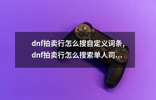dnf拍卖行怎么搜自定义词条,dnf拍卖行怎么搜索单人司南-第1张-游戏信息-拼搏网
